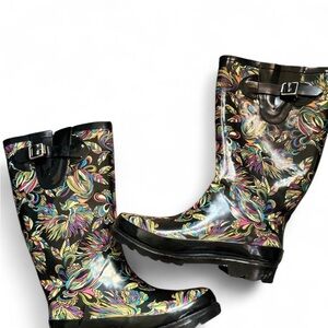 Sakeoots Colorful Patterned Women's Rain Boots